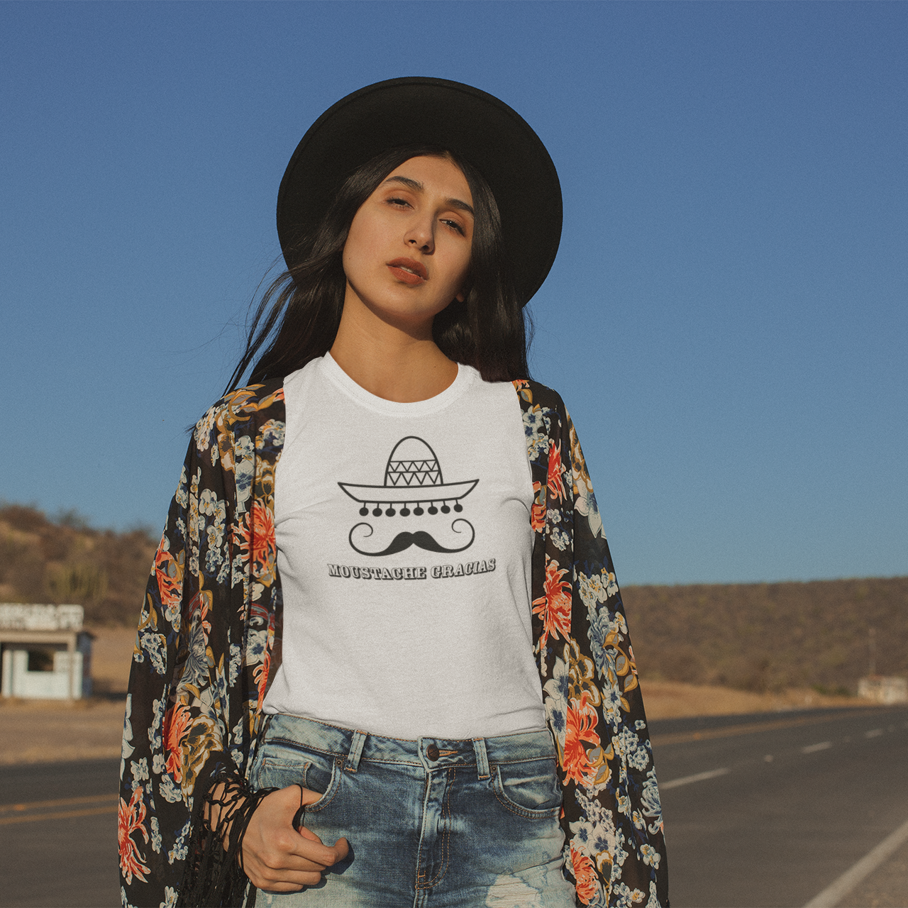 'Moustache gracias' volwassene shirt
