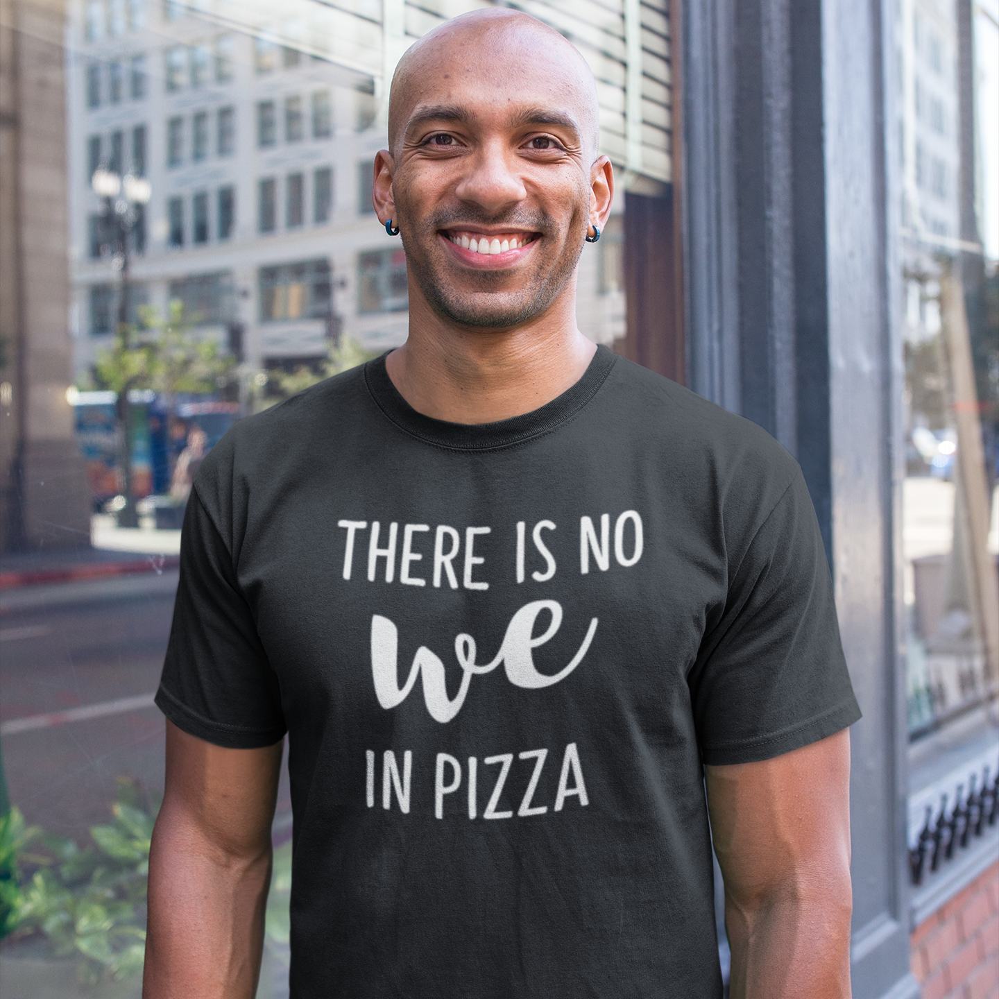 'There is no we in pizza' volwassene shirt
