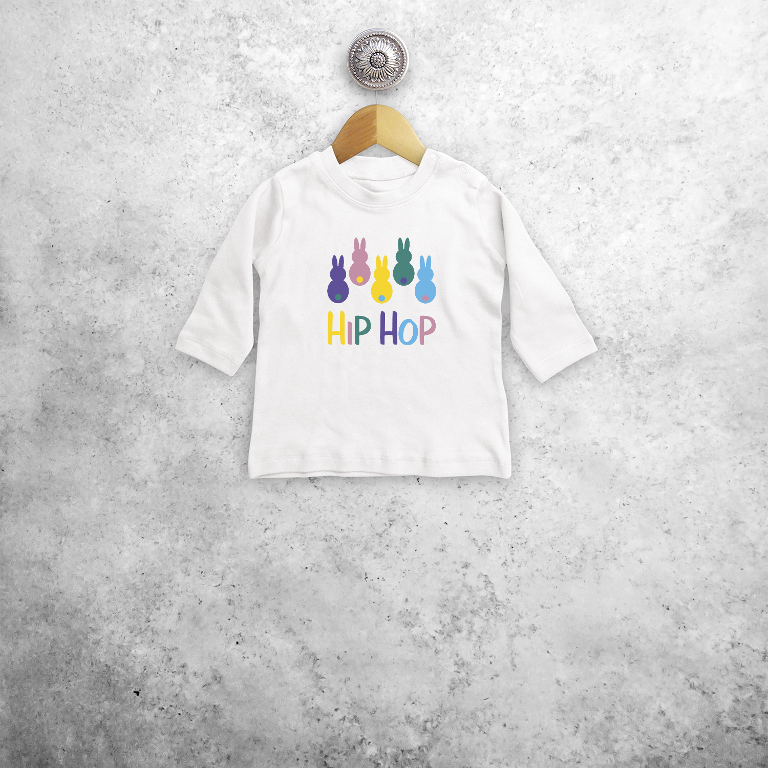 Hip hop' konijntjes baby shirt met lange mouwen
