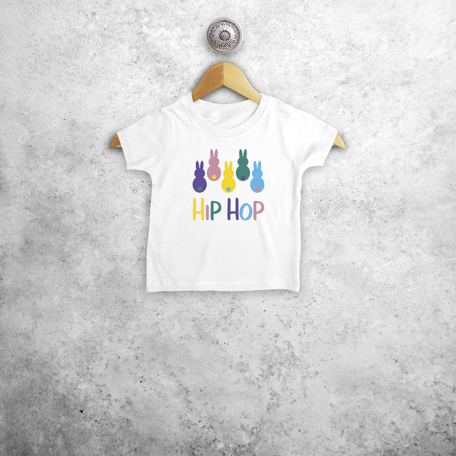 Hip hop' konijntjes baby shirt met korte mouwen
