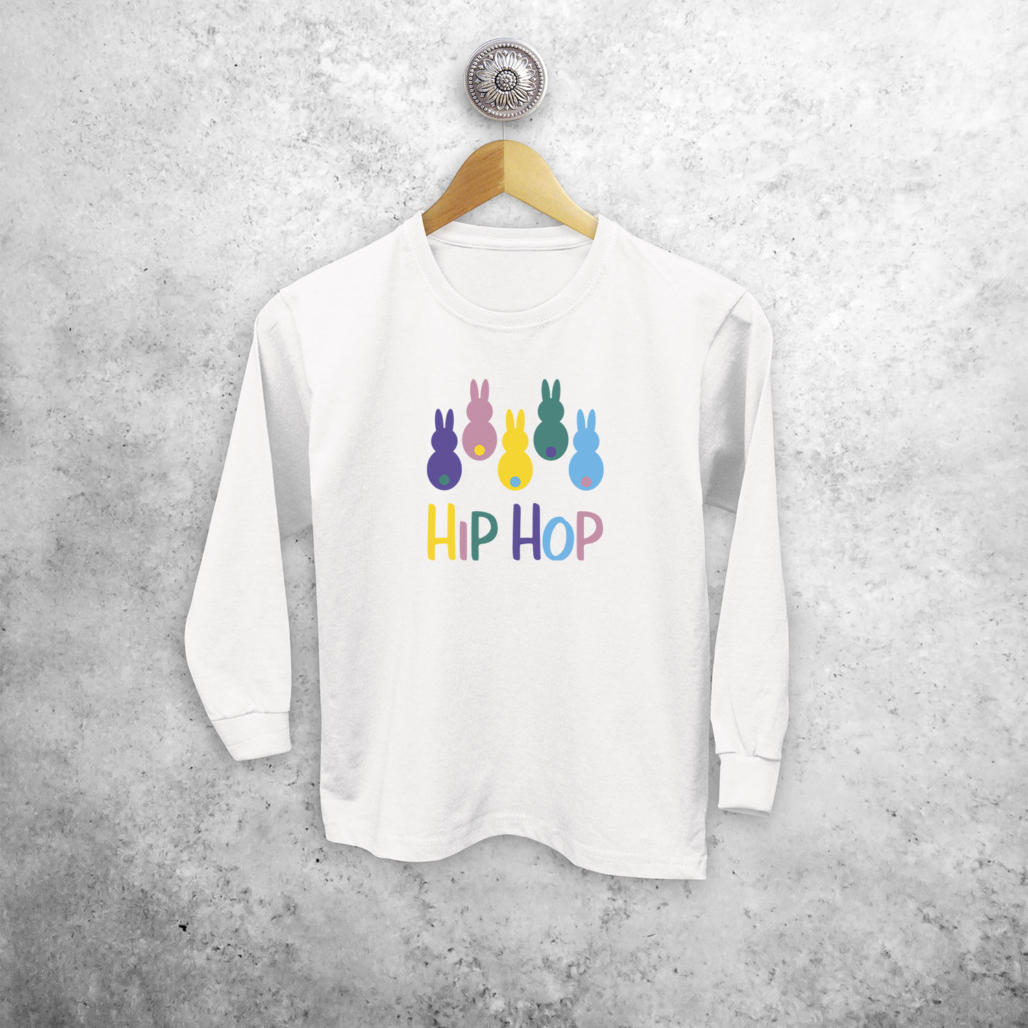 Hip hop' konijntjes kind shirt met lange mouwen