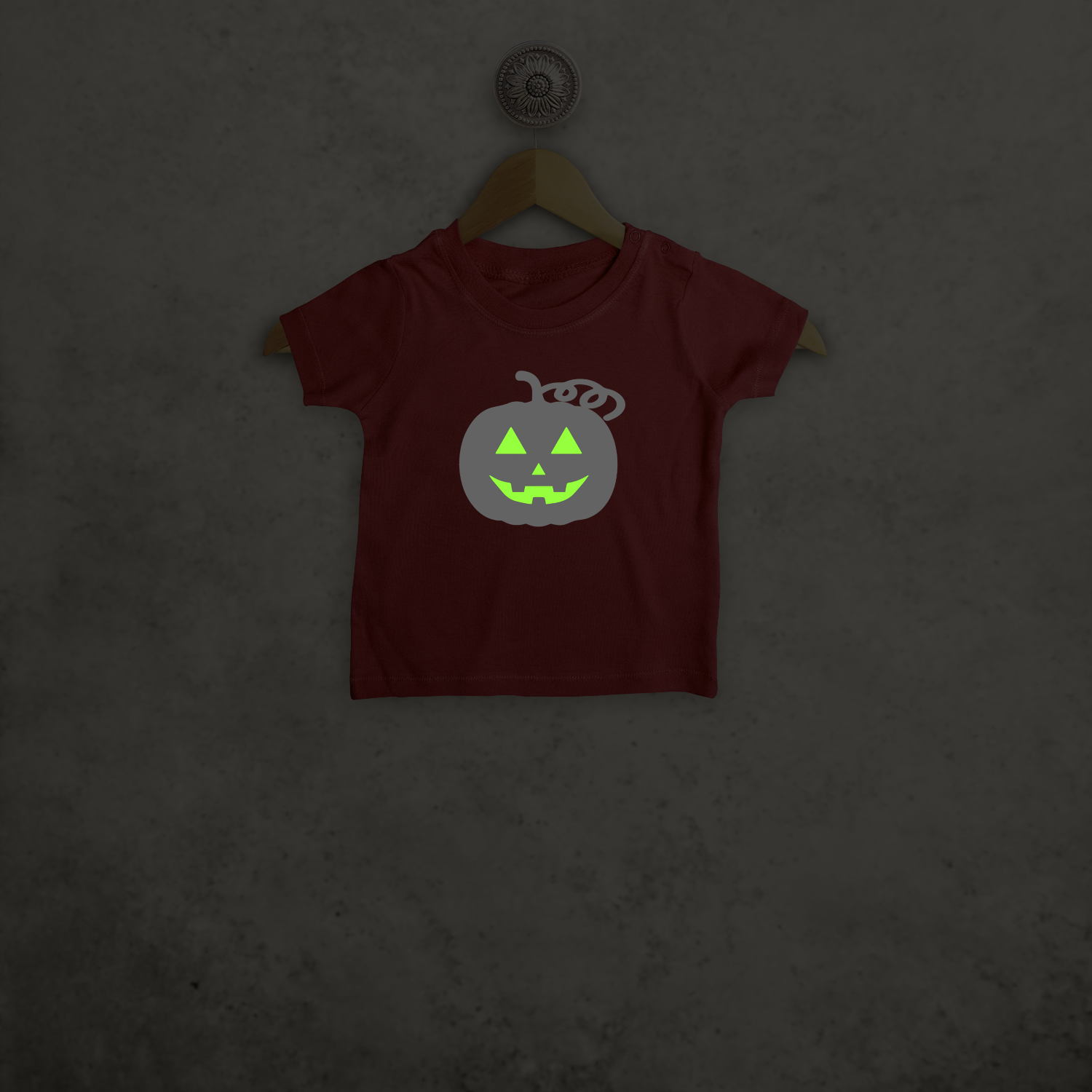 Pompoen glow in the dark baby shirt met korte mouwen