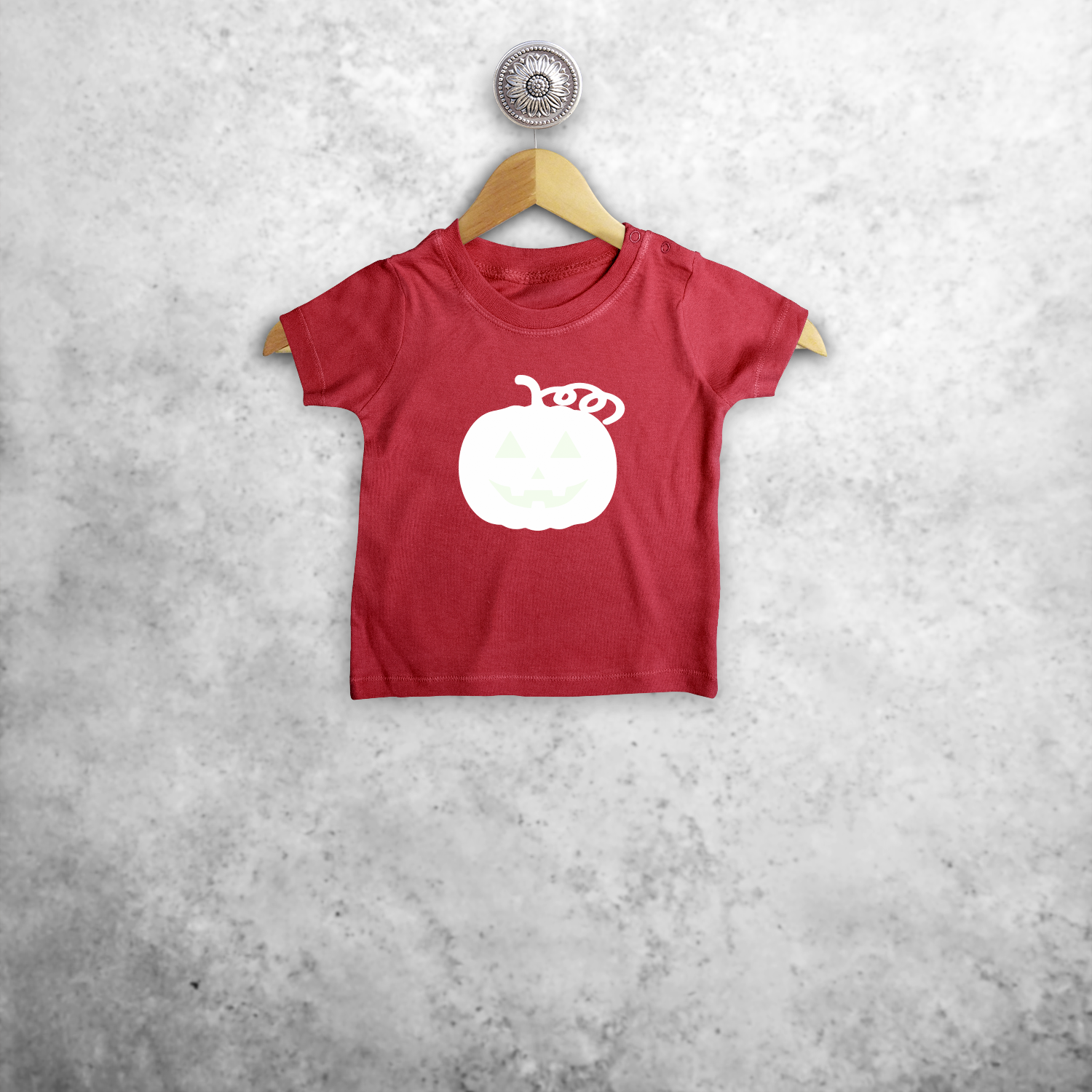 Pompoen glow in the dark baby shirt met korte mouwen