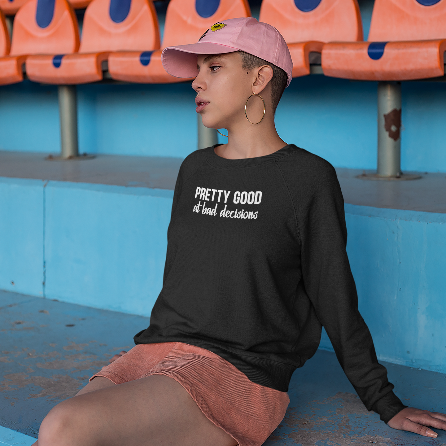 'Pretty good at bad decisions' sweater
