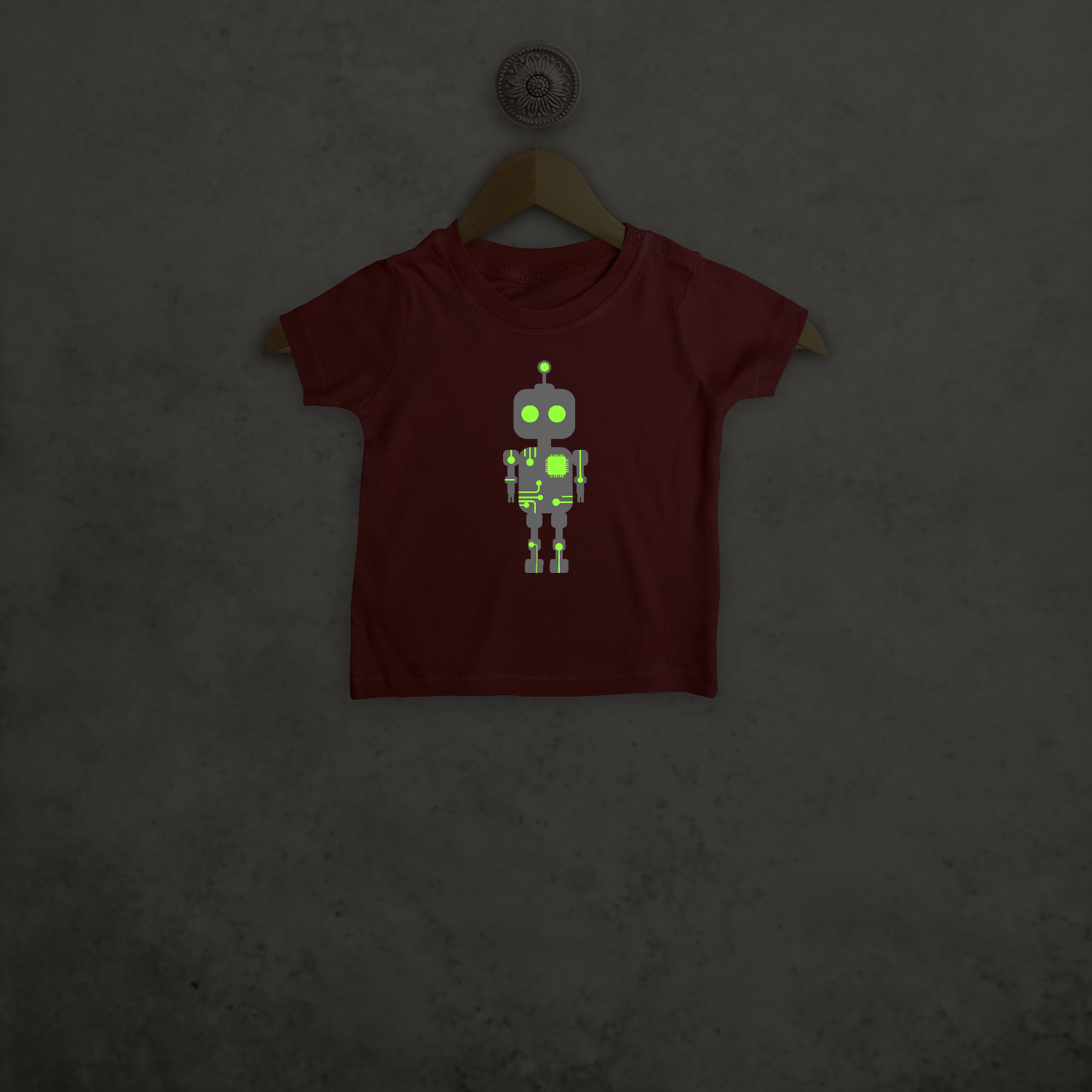 Robot glow in the dark baby shirt met korte mouwen