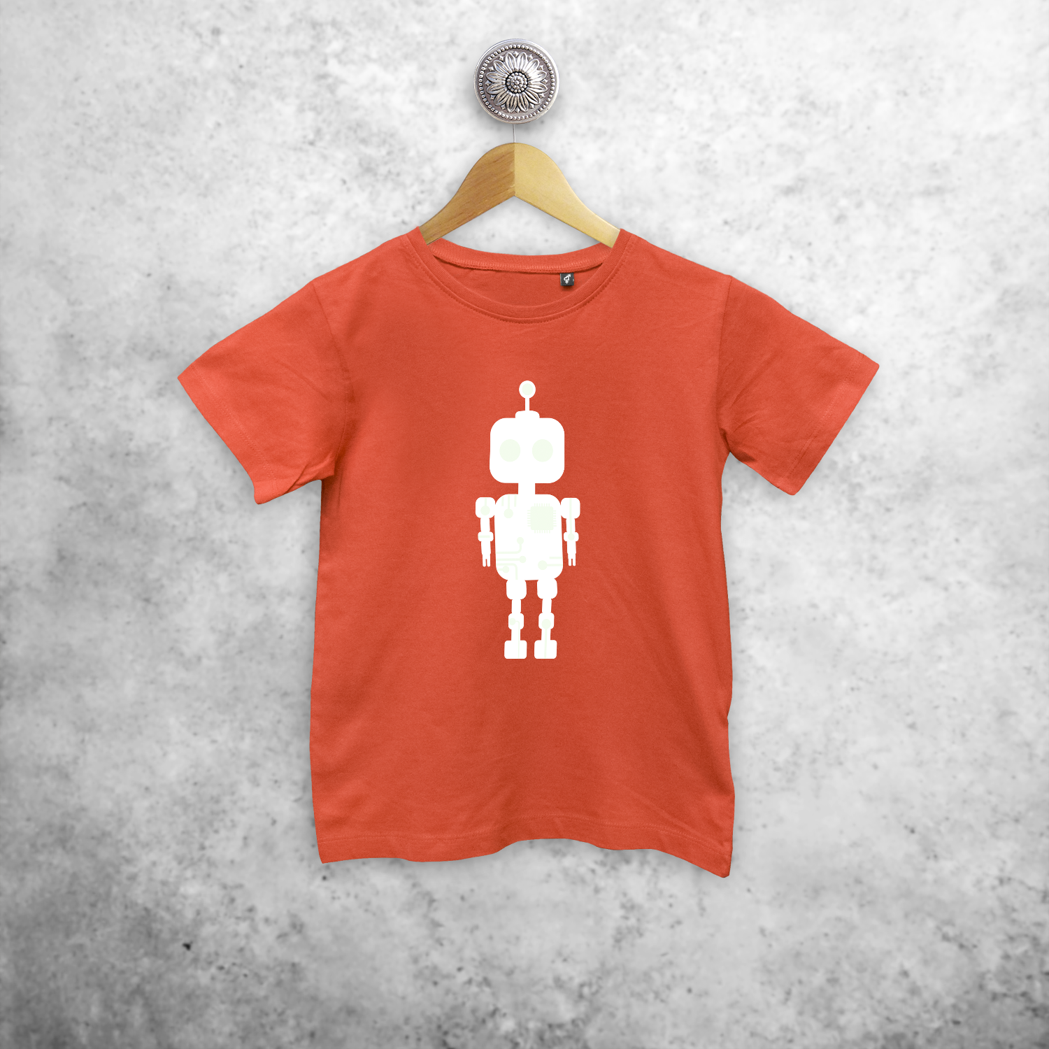 Robot glow in the dark kind shirt met korte mouwen