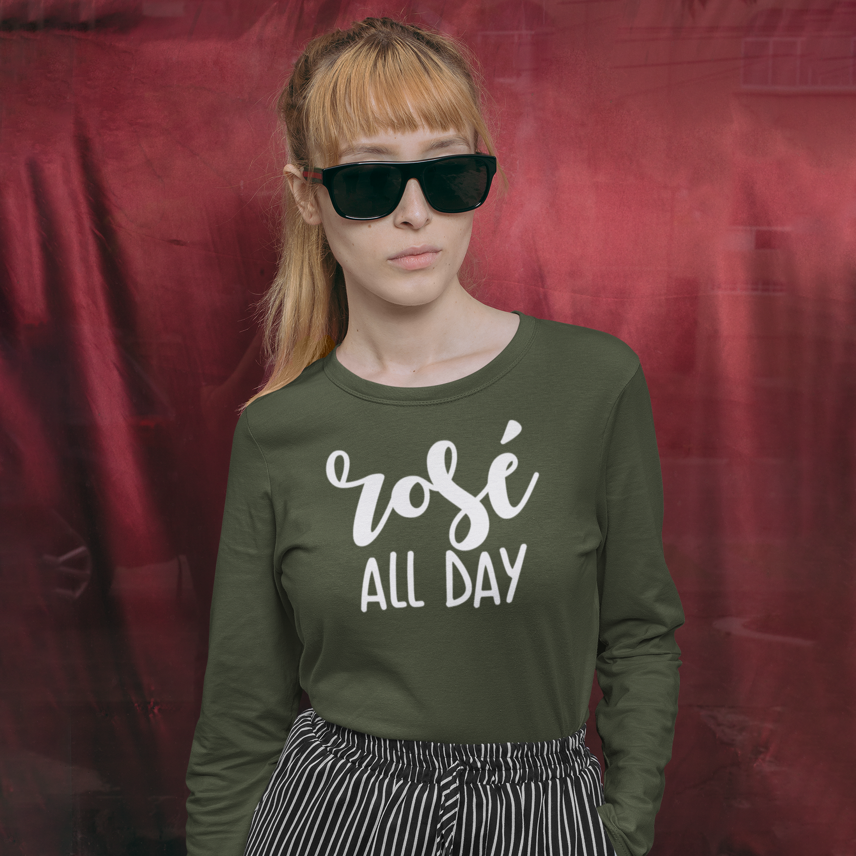 'Rosé all day' volwassene shirt met lange mouwen