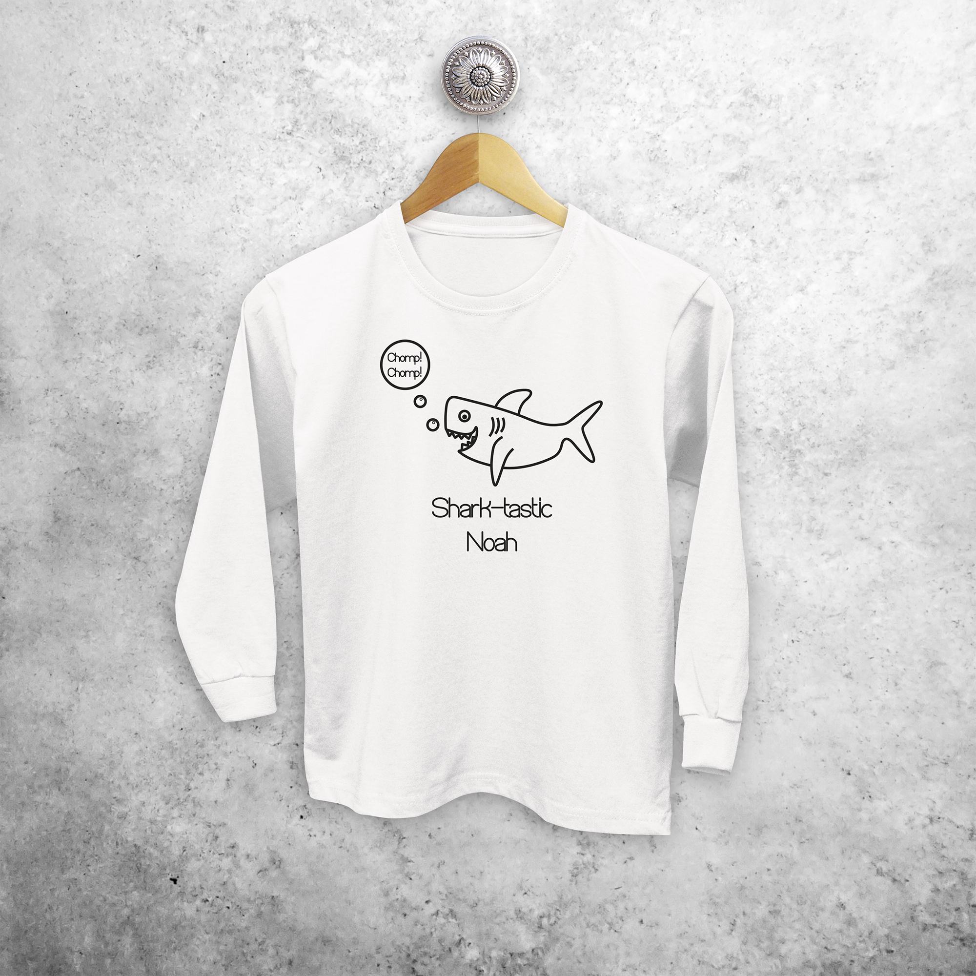 'Sharktastic' kind shirt met lange mouwen
