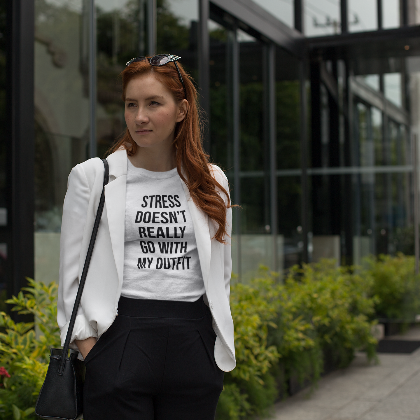 'Stress doesn't really go with my outfit' adult shirt