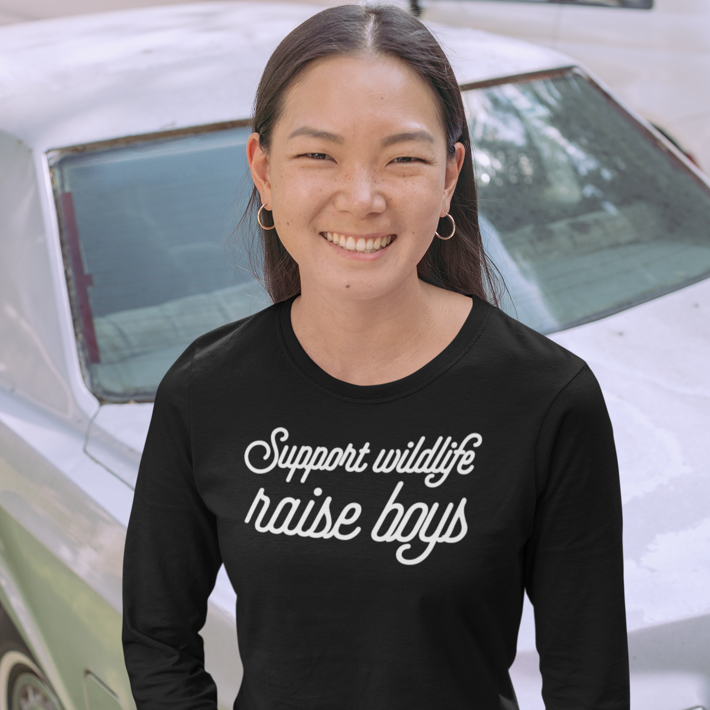'Support wildlife, raise boys' volwassene shirt met lange mouwen