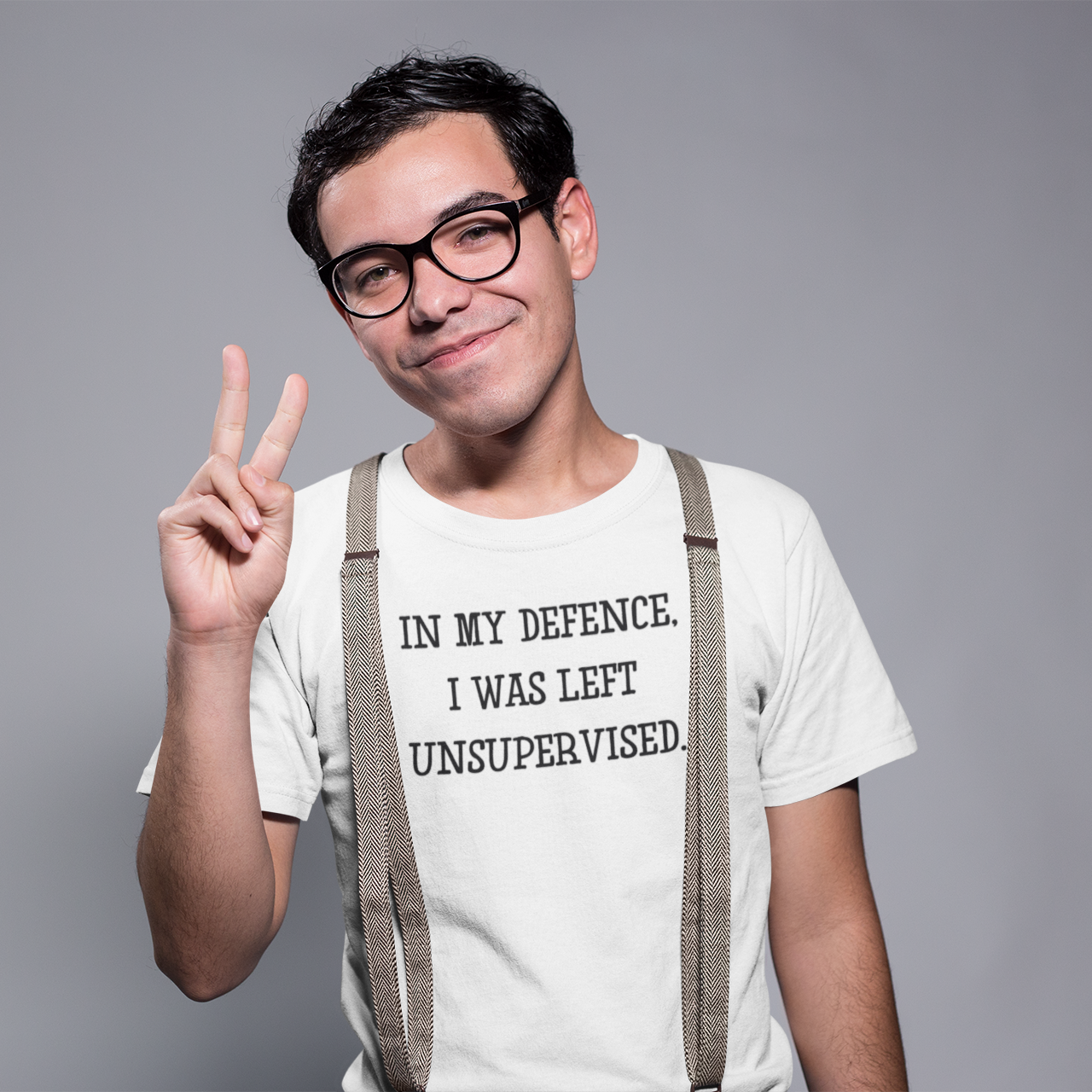 'In my defence, I was left unsupervised' volwassene shirt