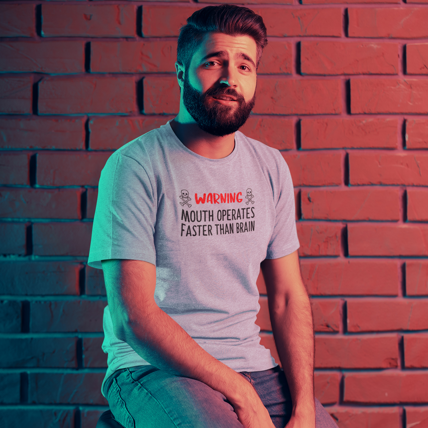 Warning: mouth operates faster than brain' volwassene shirt