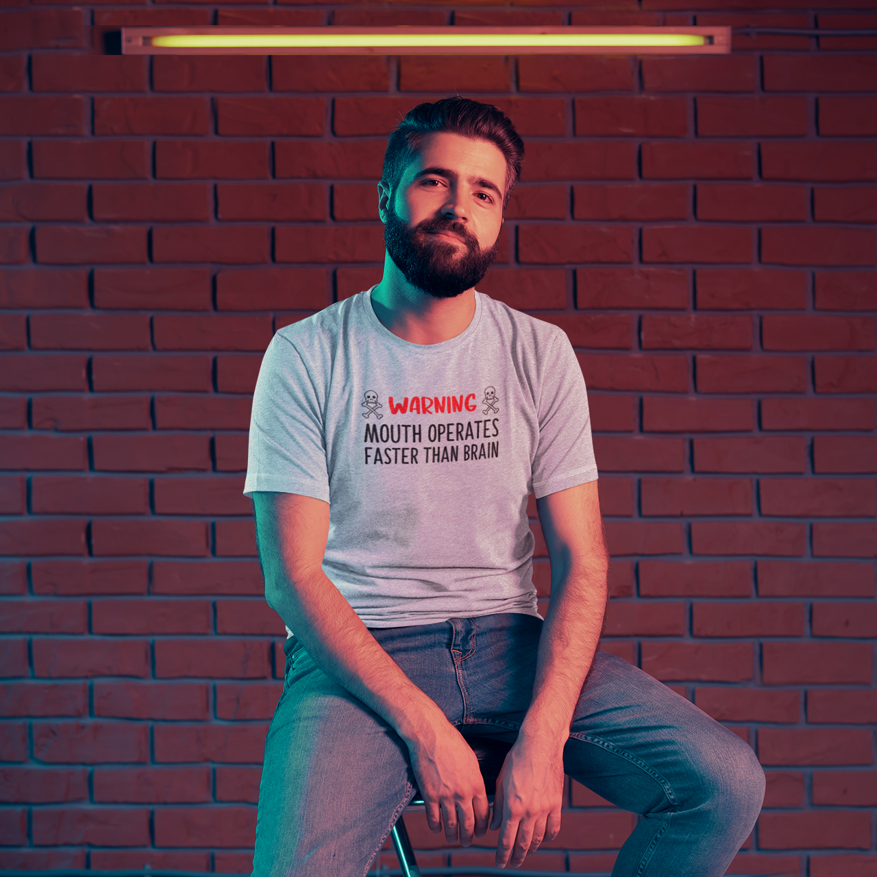 Warning: mouth operates faster than brain' volwassene shirt