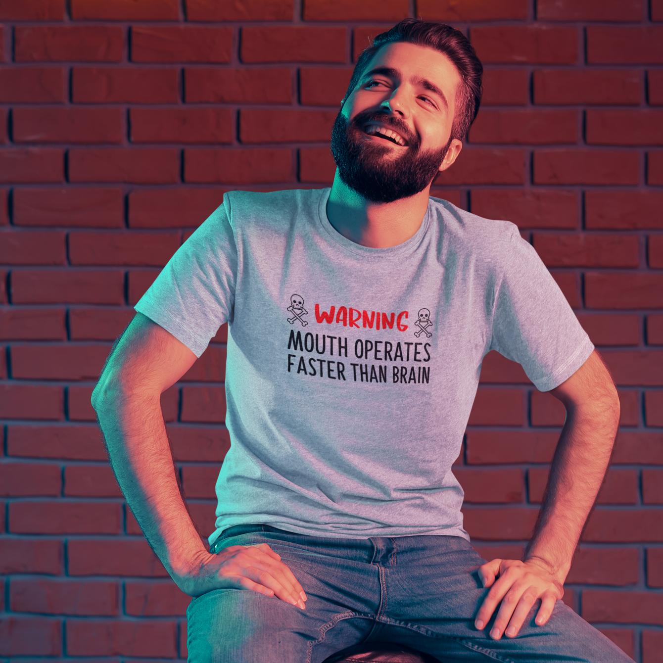 Warning: mouth operates faster than brain' volwassene shirt