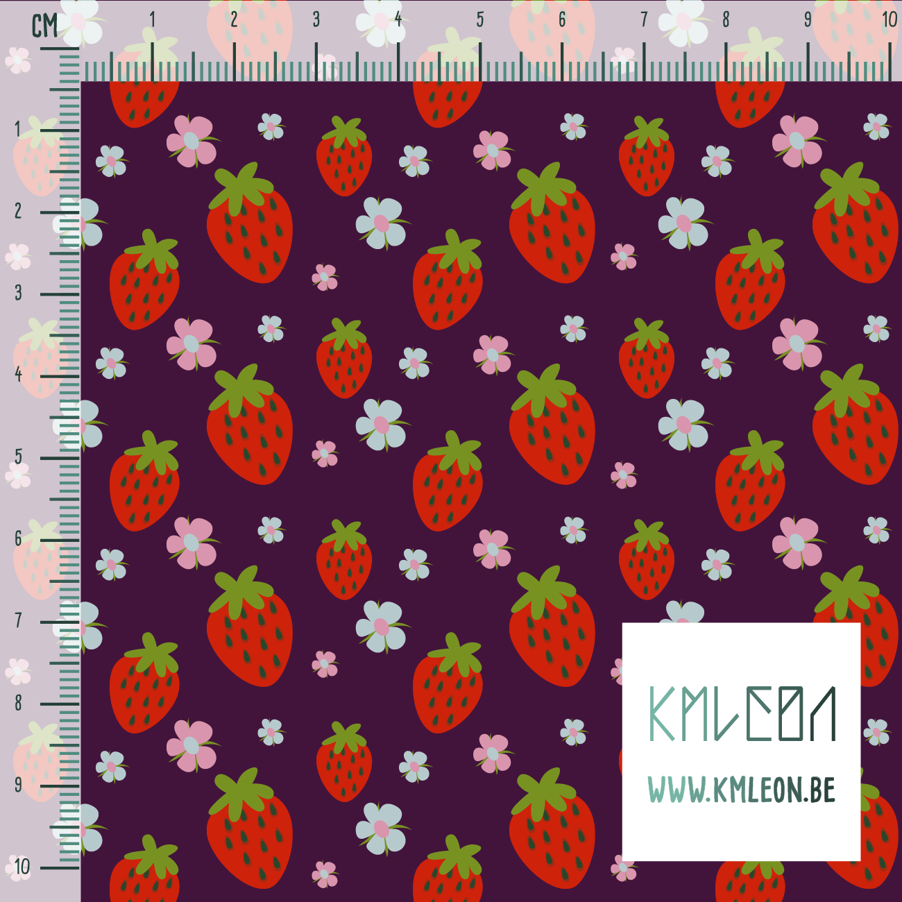 Strawberries and flowers fabric