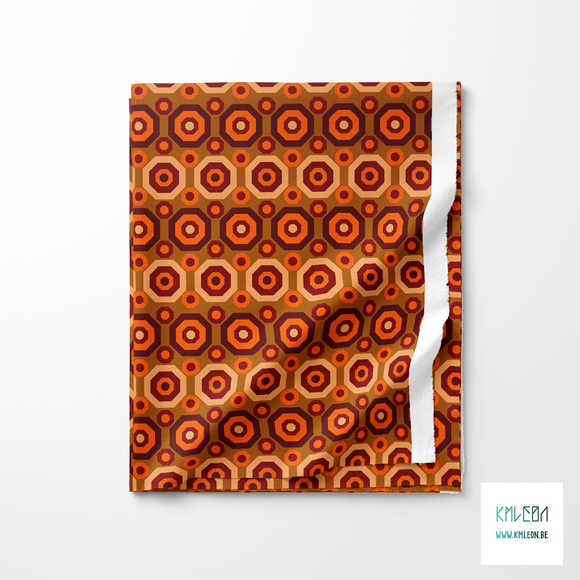 Retro octagons in brown, beige and orange fabric