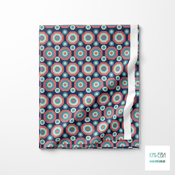 Retro octagons in mint green, teal and pink fabric