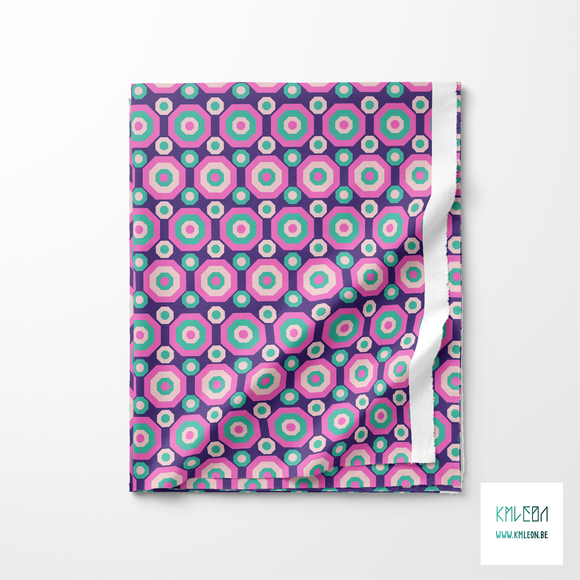 Retro octagons in green and pink fabric