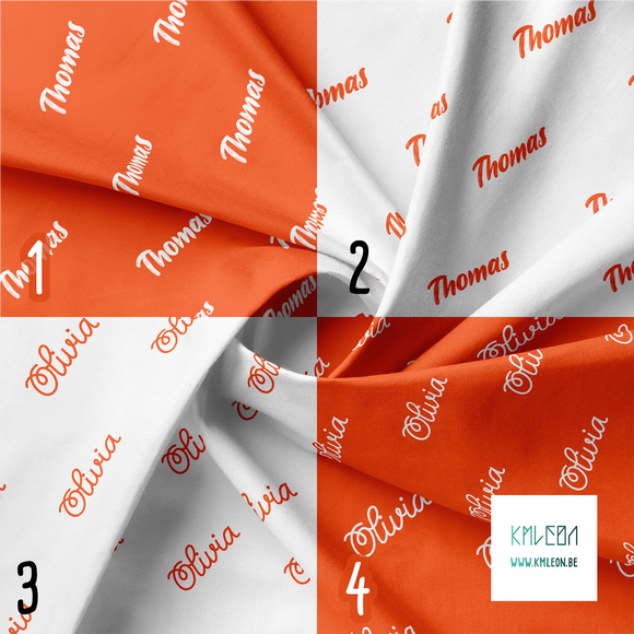 Personalised fabric in red orange