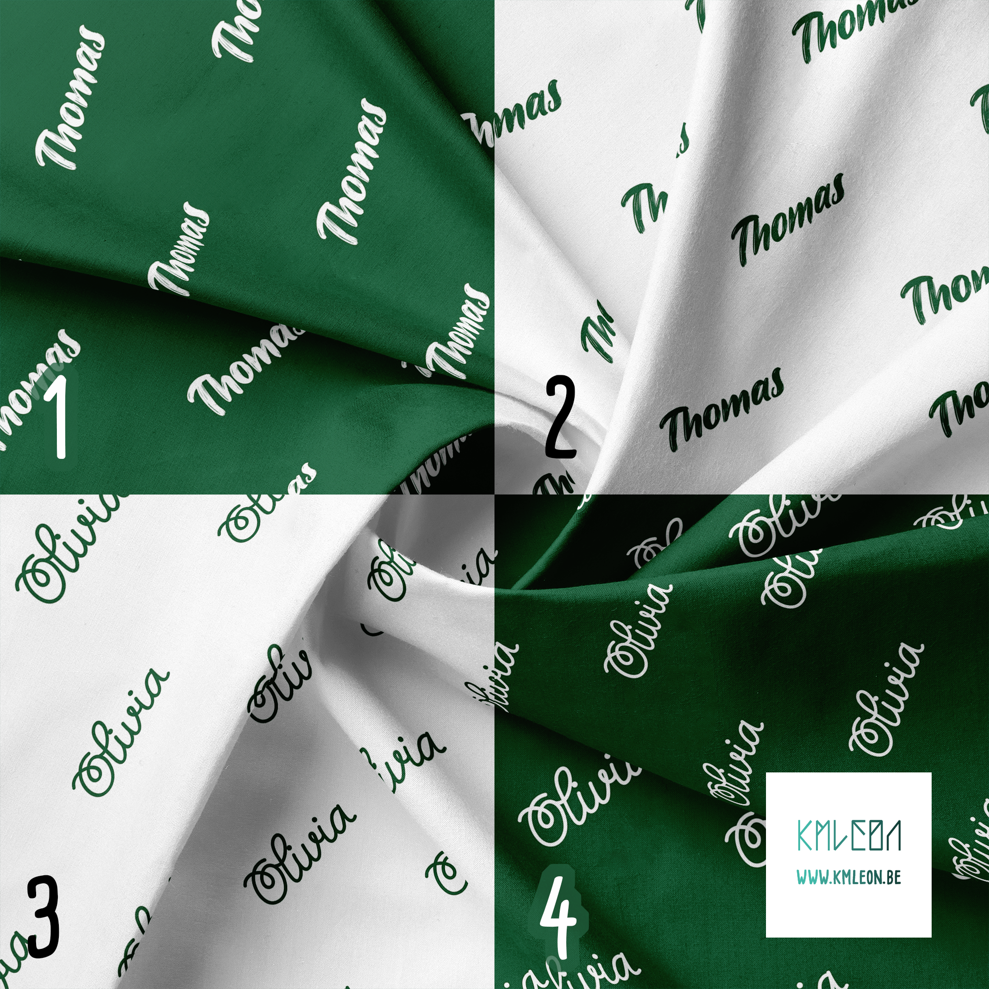 Personalised fabric in british racing green