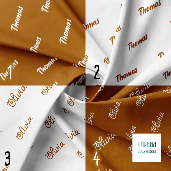 Personalised fabric in saddle brown