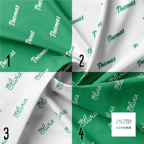 Personalised fabric in kelly green