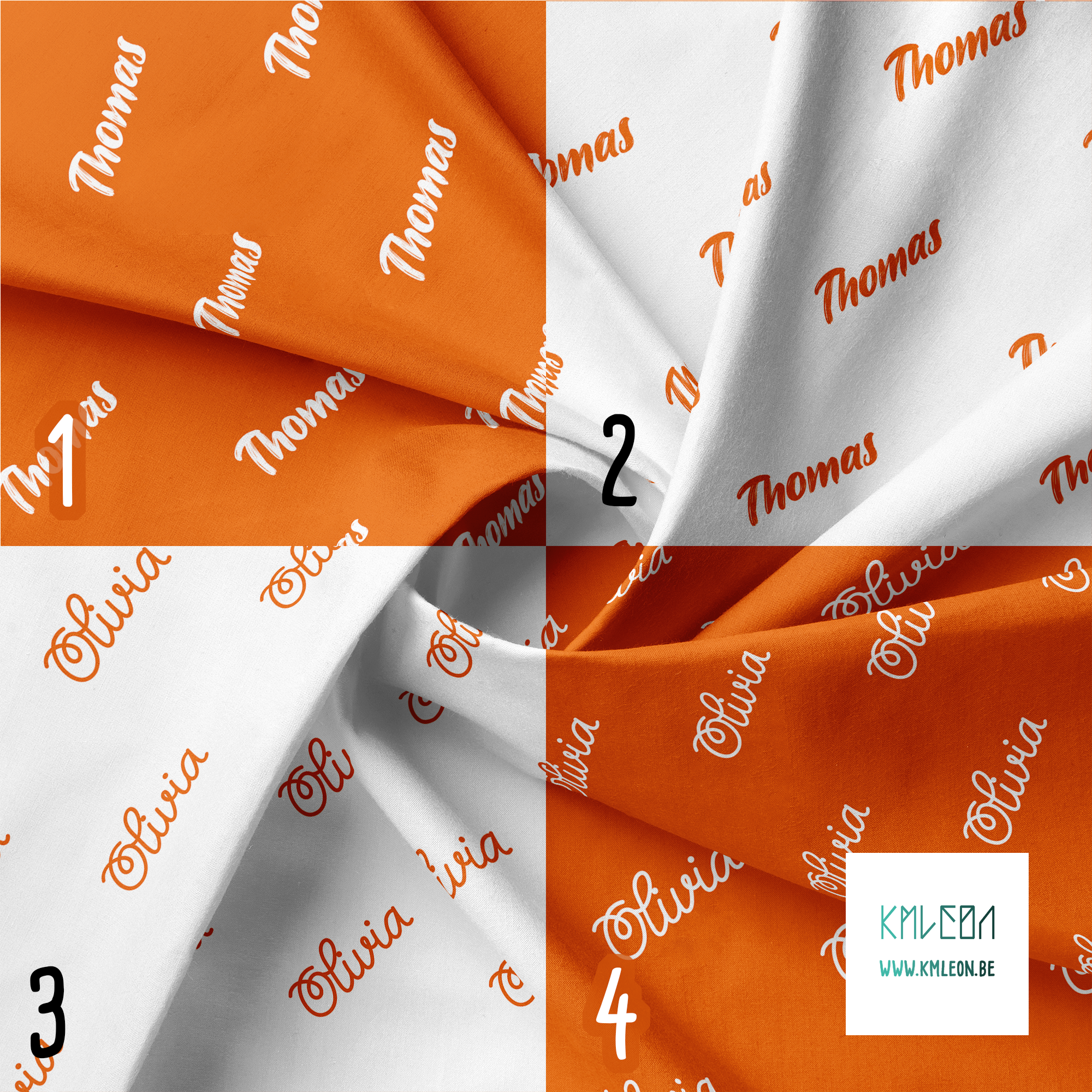 Personalised fabric in vivid orange