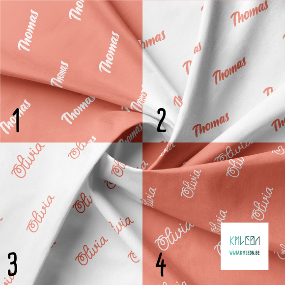 Personalised fabric in salmon pink
