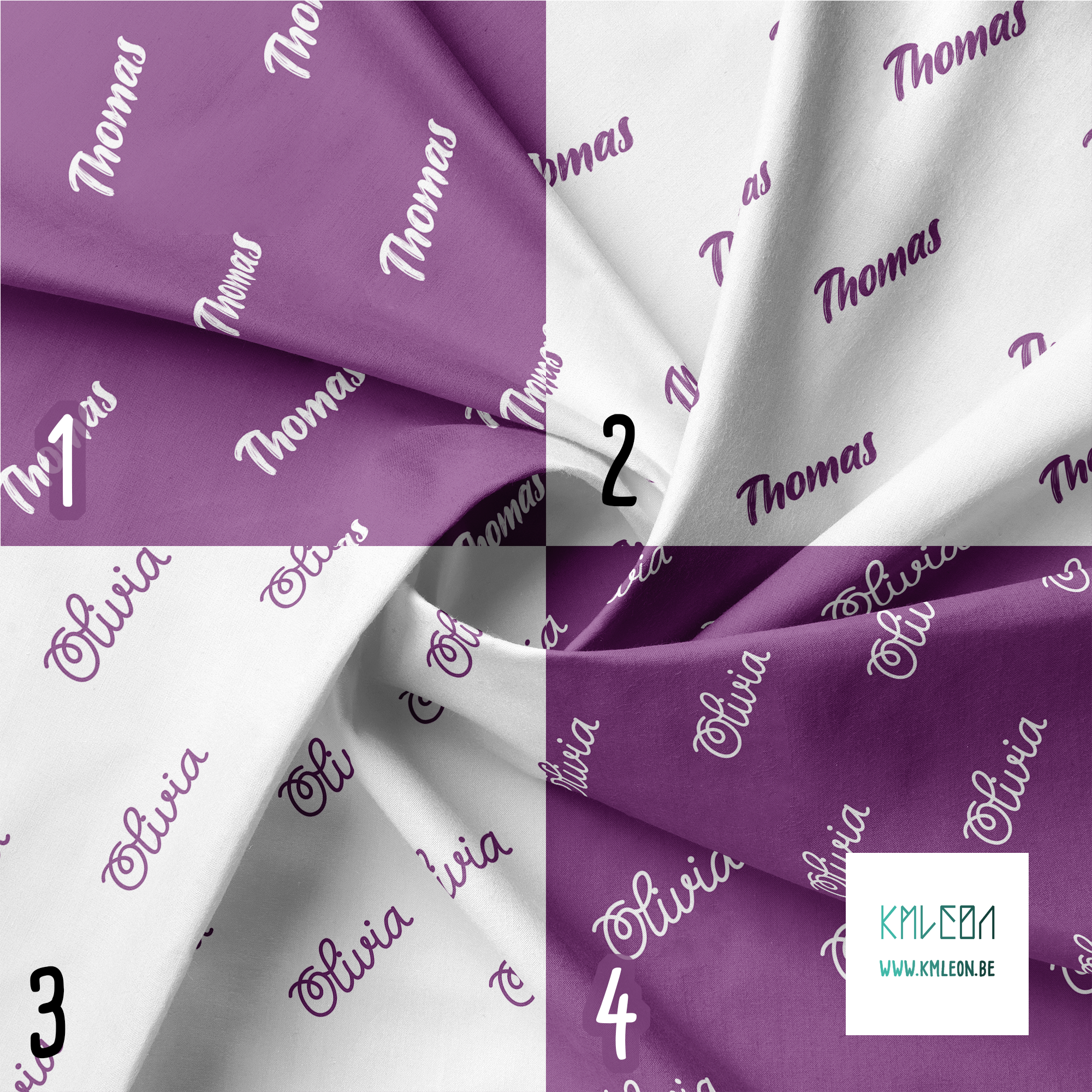 Personalised fabric in mauve purple