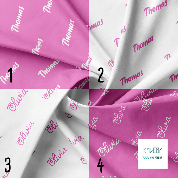 Personalised fabric in neon pink