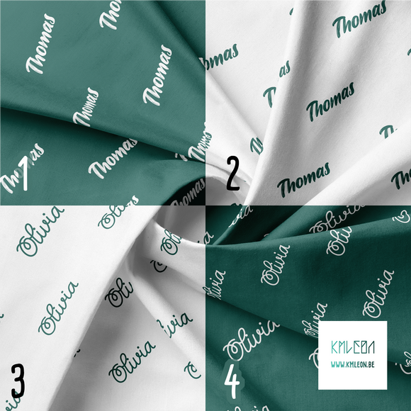 Personalised fabric in emerald