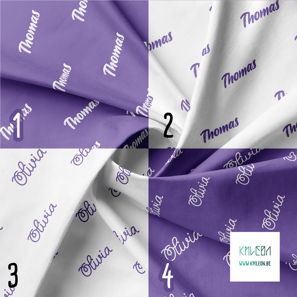 Personalised fabric in violet purple