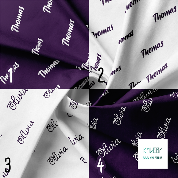 Personalised fabric in eggplant