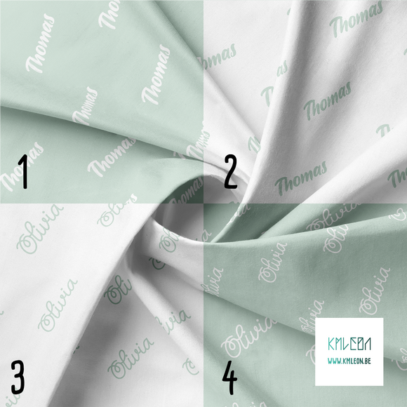 Personalised fabric in soft mint