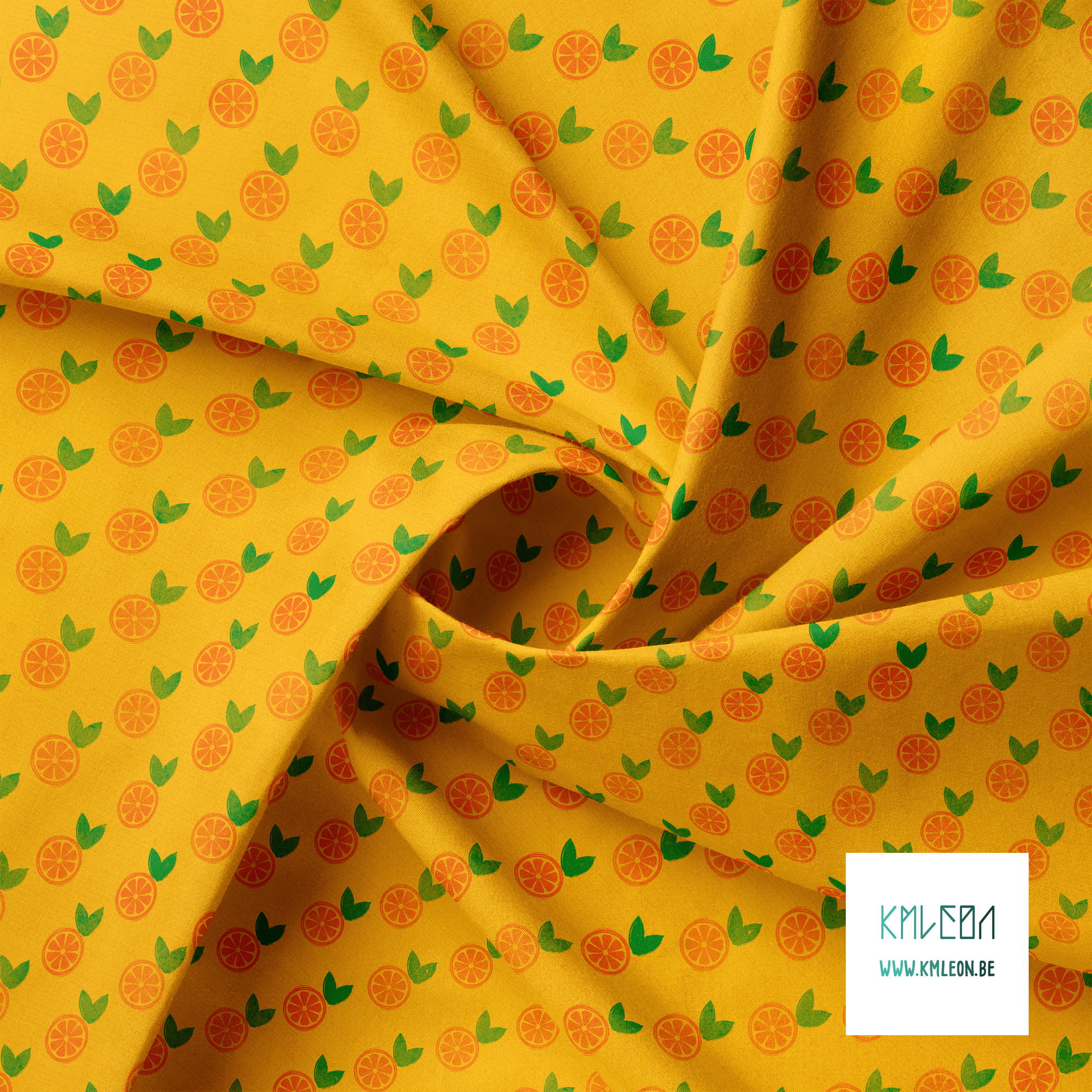 Oranges block print fabric