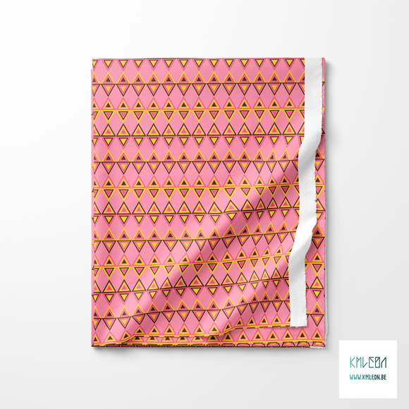 Yellow, pink and brown triangles fabric