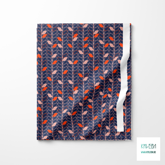 Pink and orange leaves fabric