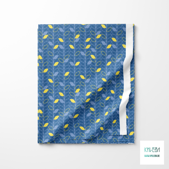 Blue and yellow leaves fabric