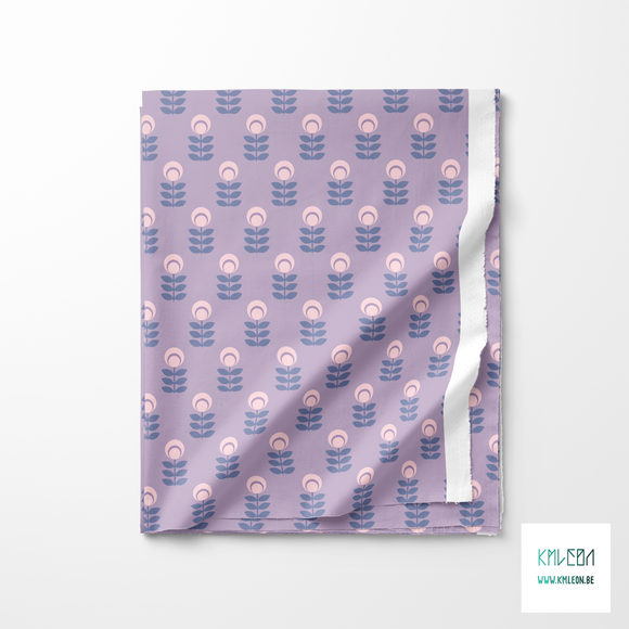 Pink and blue scandi flowers fabric
