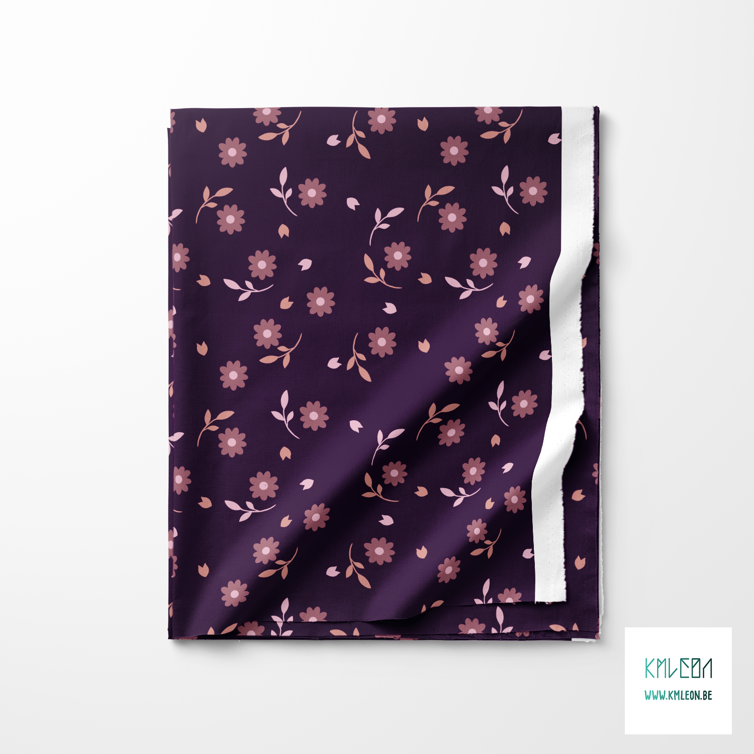 Pink flowers and leaves fabric
