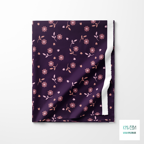 Pink flowers and leaves fabric