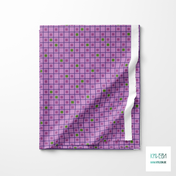 Purple and green squares and stripes fabric