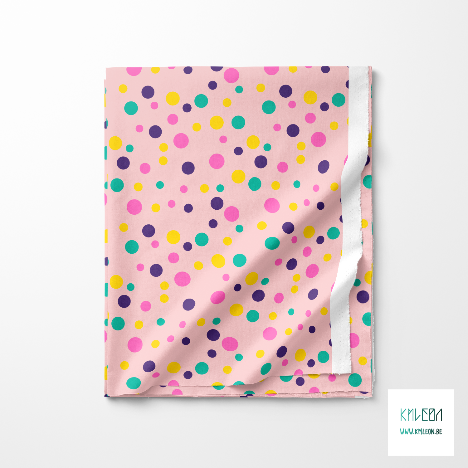 Random yellow, green and pink polka dots fabric