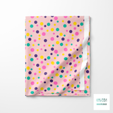 Random yellow, green and pink polka dots fabric