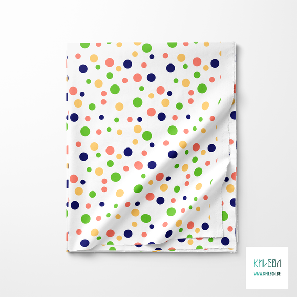 Random green, blue and pink polka dots fabric