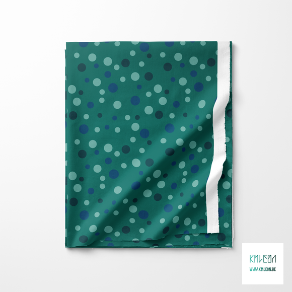 Random green and blue polka dots fabric
