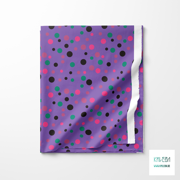 Random black, green and pink polka dots fabric