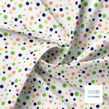 Random green, blue and pink polka dots fabric