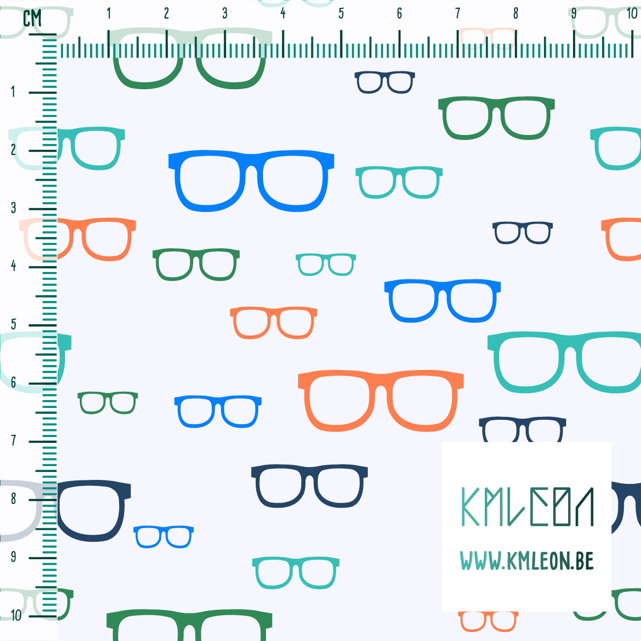 Blue, orange and green glasses fabric