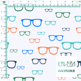 Blue, orange and green glasses fabric